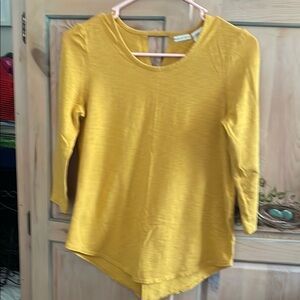 Max Studio Yellow Asymmetrical Long Sleeve Blouse